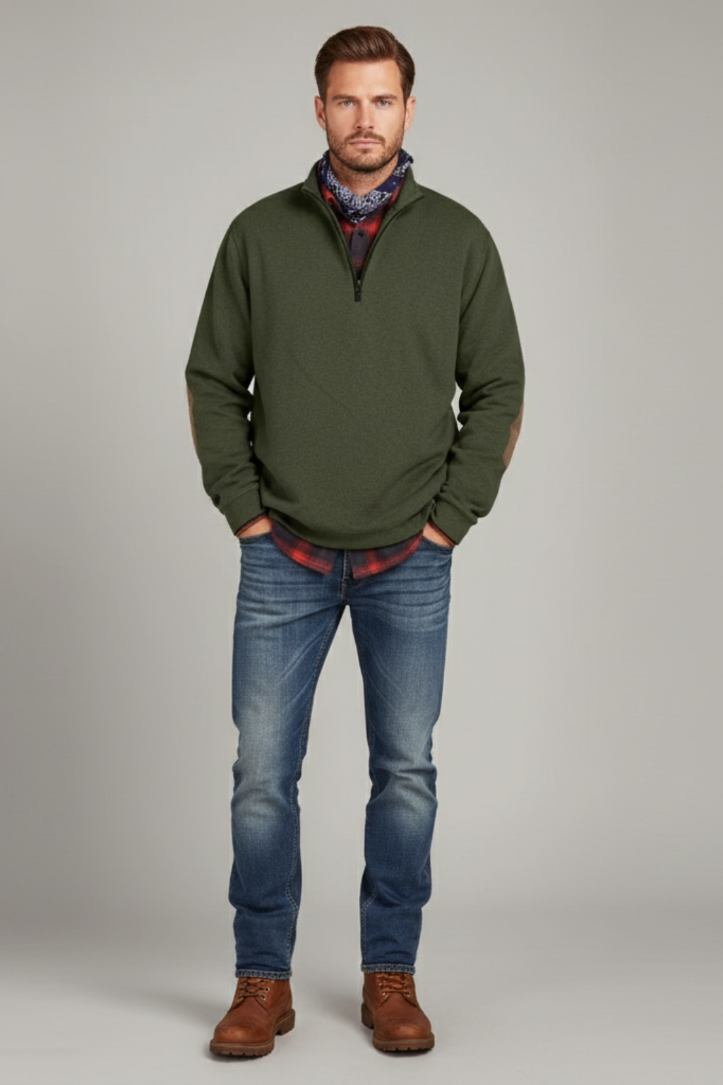 Men's Winter Fleece Half Zip Jumper Warm Pullover