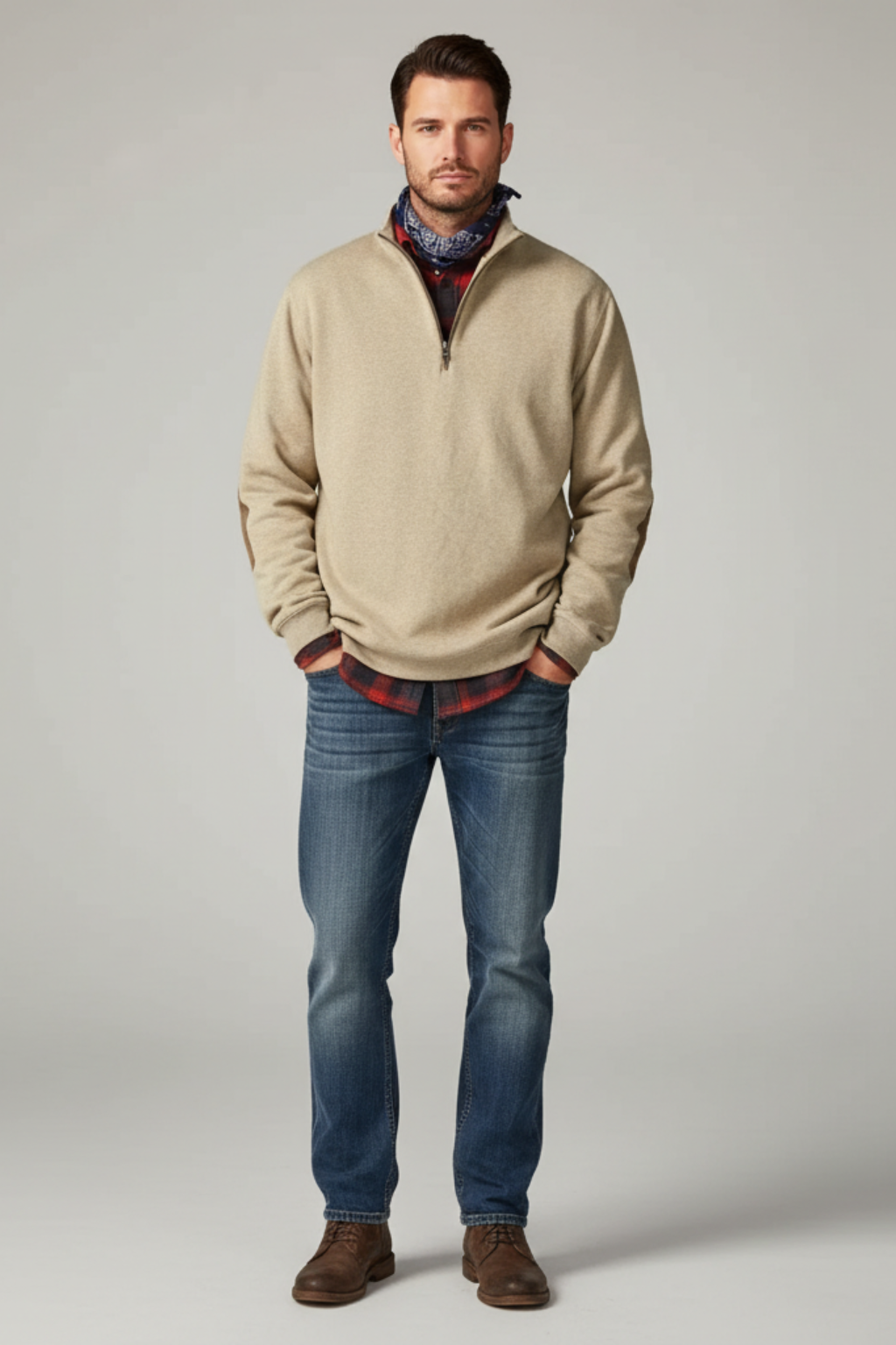 Men's Winter Fleece Half Zip Jumper Warm Pullover