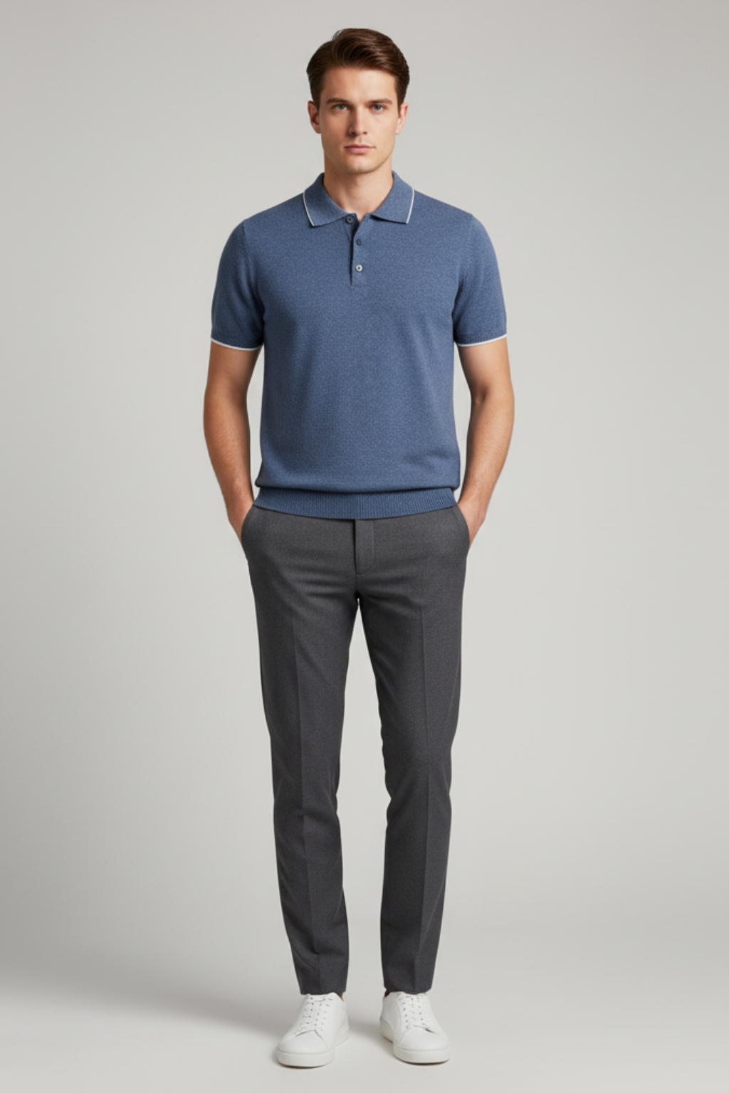 Men’s Knitted Short Sleeve Polo Shirt