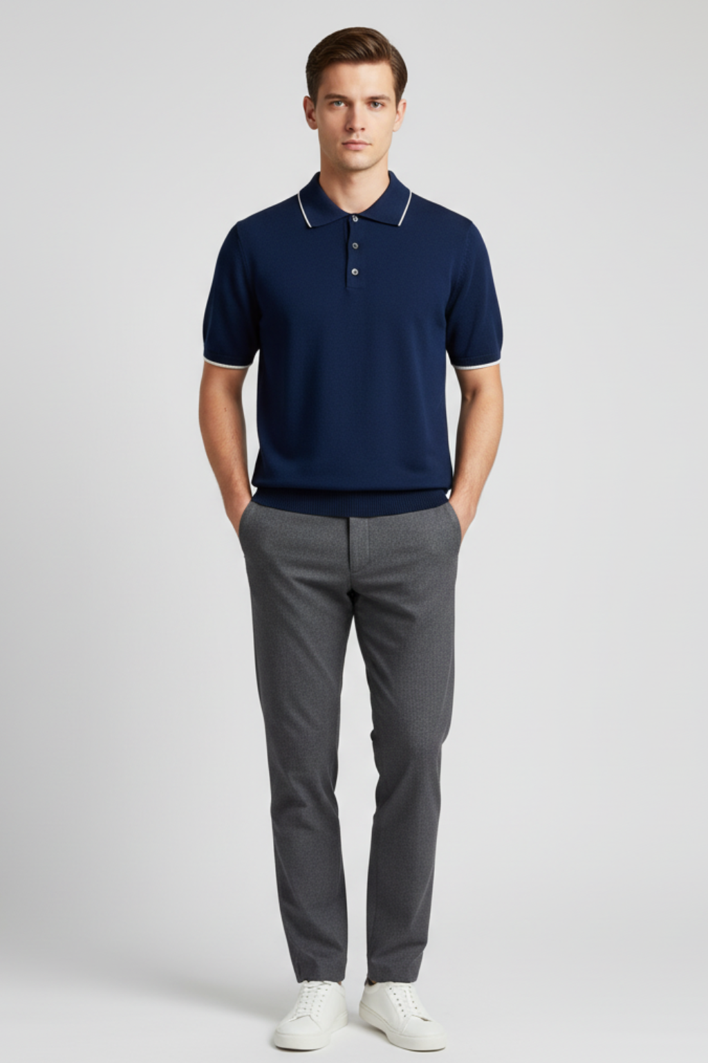 Men’s Knitted Short Sleeve Polo Shirt