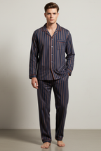 Men’s Striped Pyjama Set Long Sleeve Button Up Sleepwear Loungewear