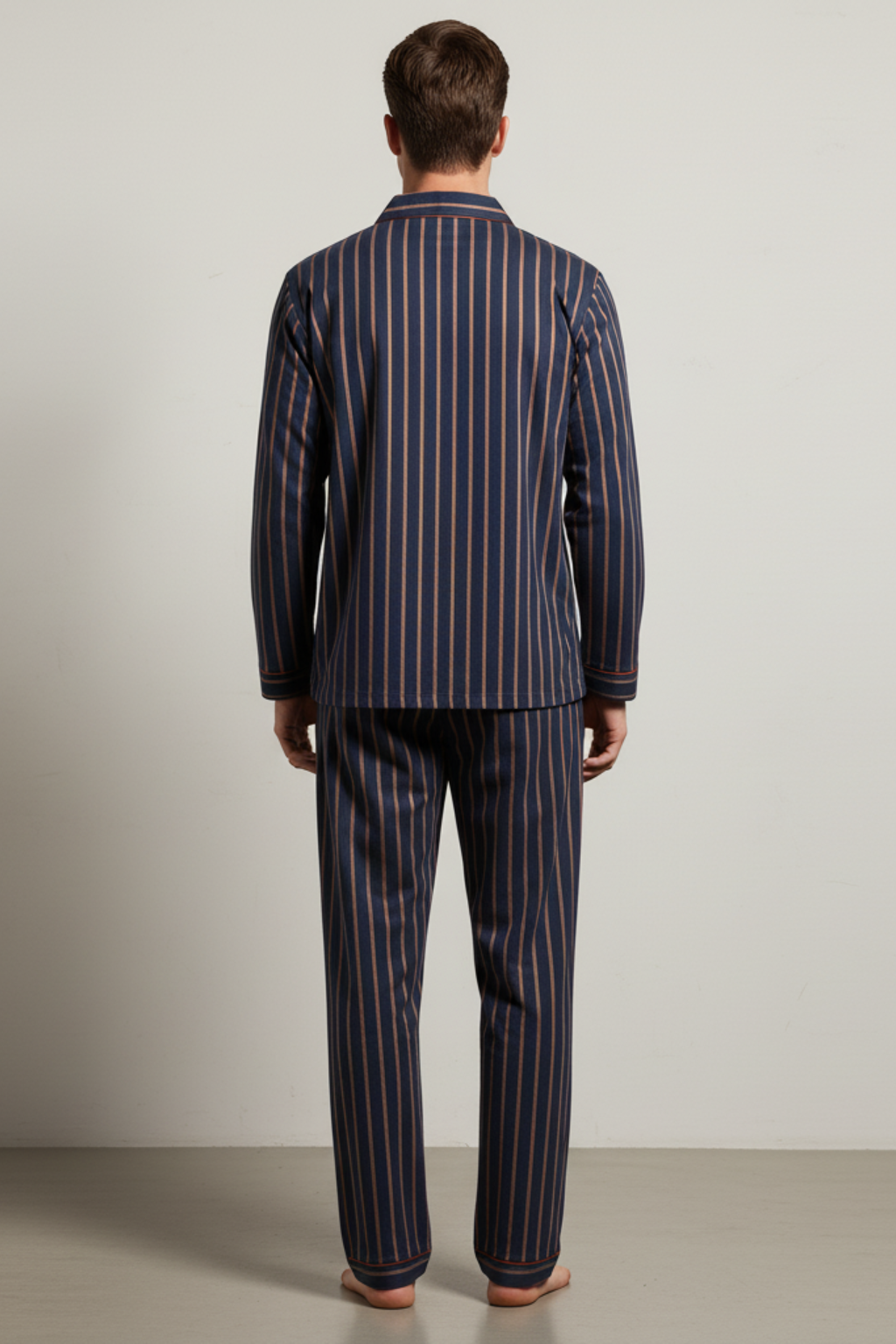 Men’s Striped Pyjama Set Long Sleeve Button Up Sleepwear Loungewear