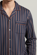 Men’s Striped Pyjama Set Long Sleeve Button Up Sleepwear Loungewear