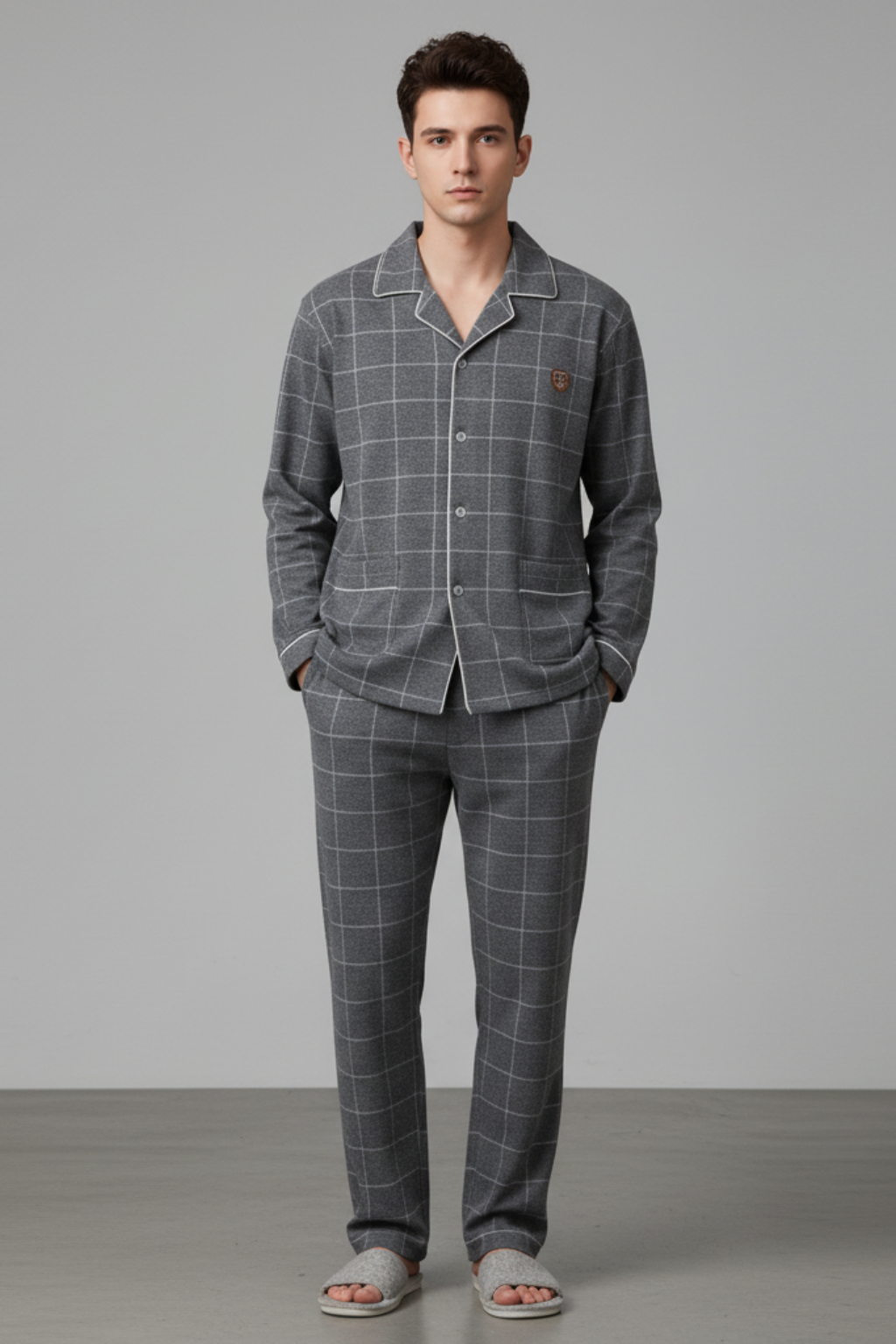 Men’s Striped Pyjama Set Long Sleeve Button Up Sleepwear Loungewear