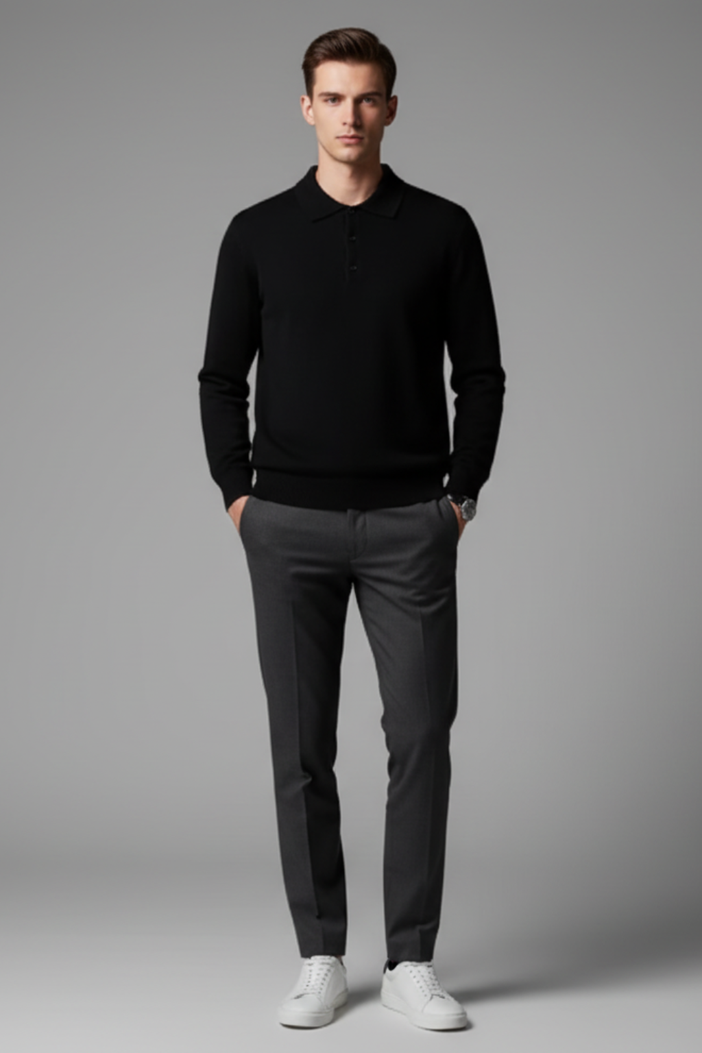 Men’s Long Sleeve Polo Sweater