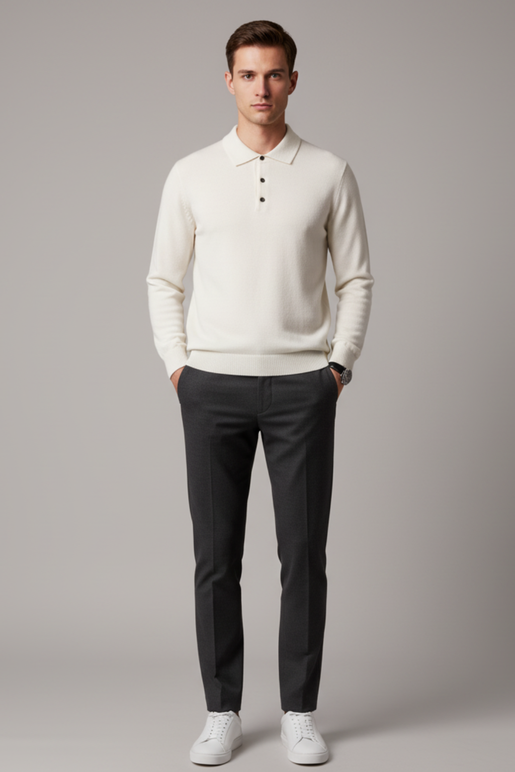 Men’s Long Sleeve Polo Sweater