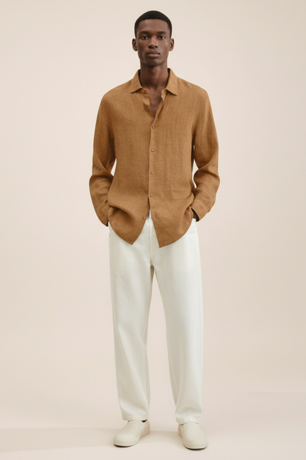 Men’s Loose Fit Linen Button-Down Shirt