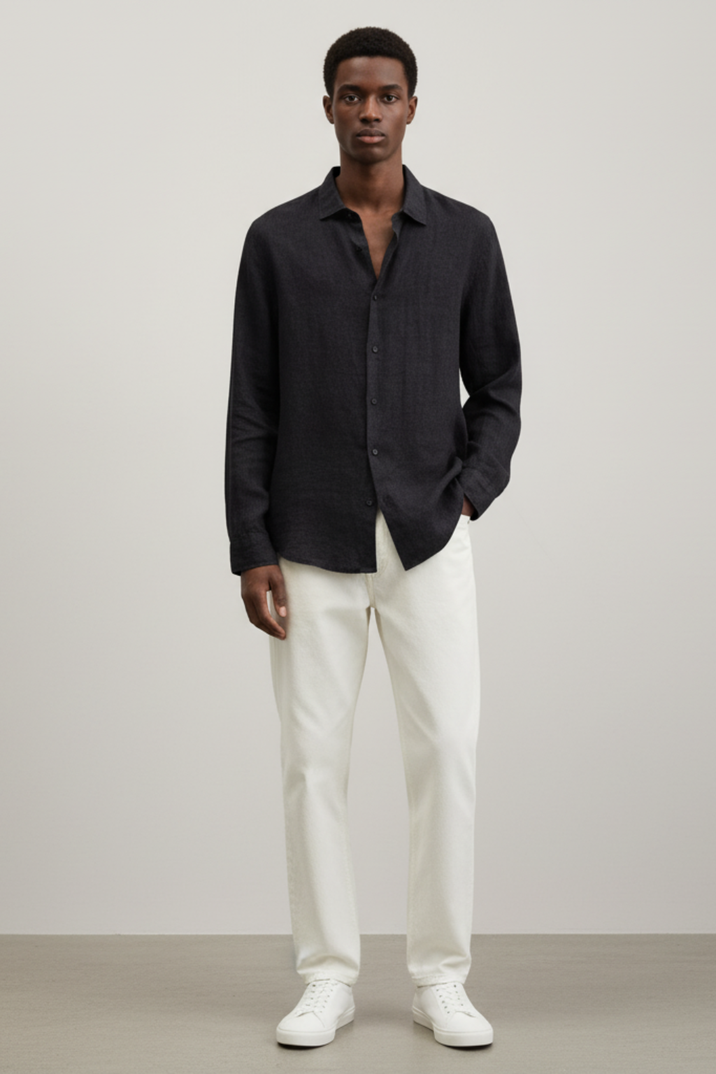 Men’s Loose Fit Linen Button-Down Shirt