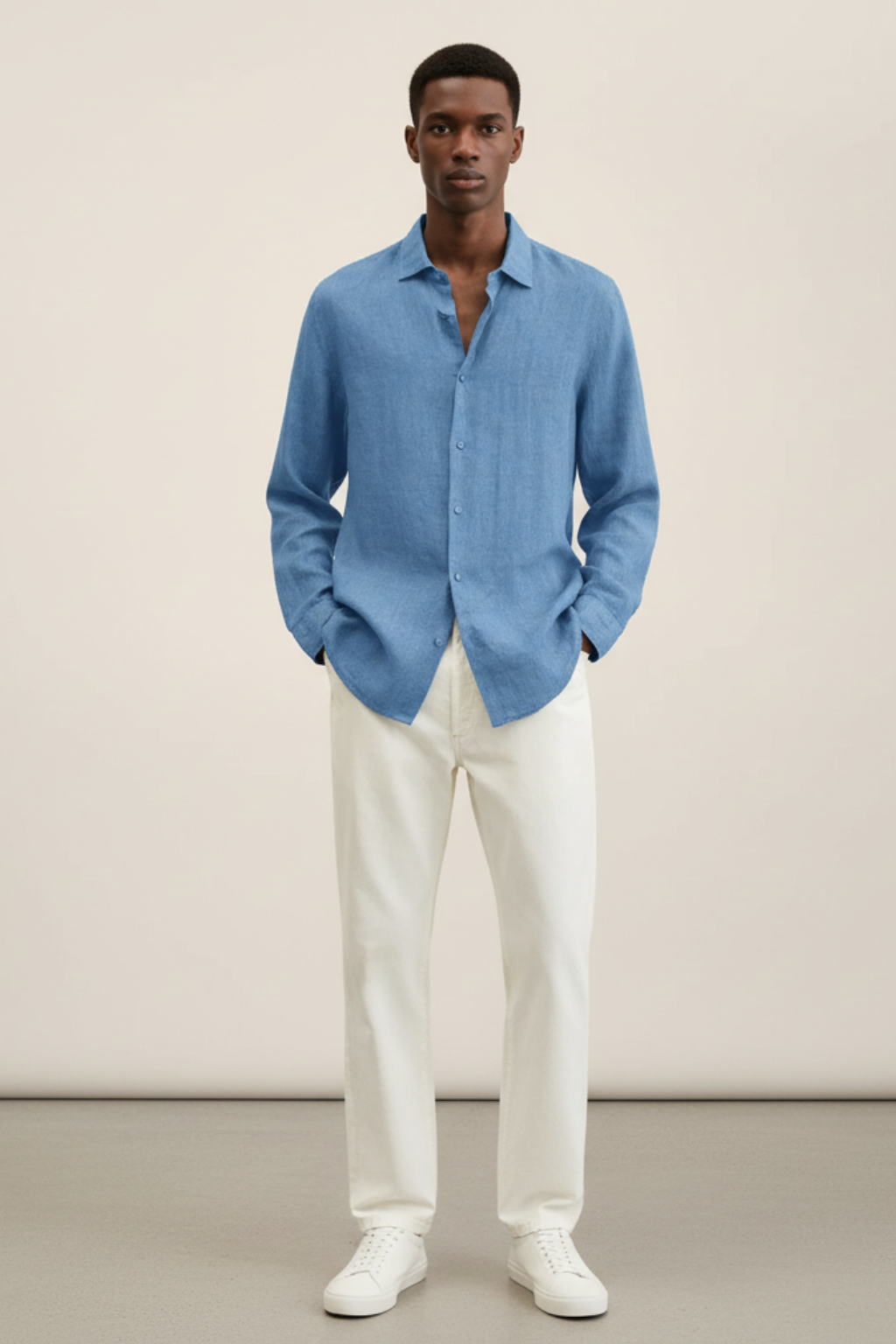 Men’s Loose Fit Linen Button-Down Shirt