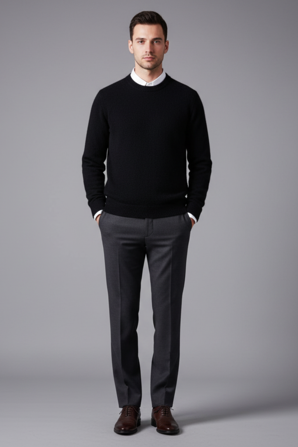 Men’s Fine Knit Crew Neck Jumper Smart Lightweight Sweater