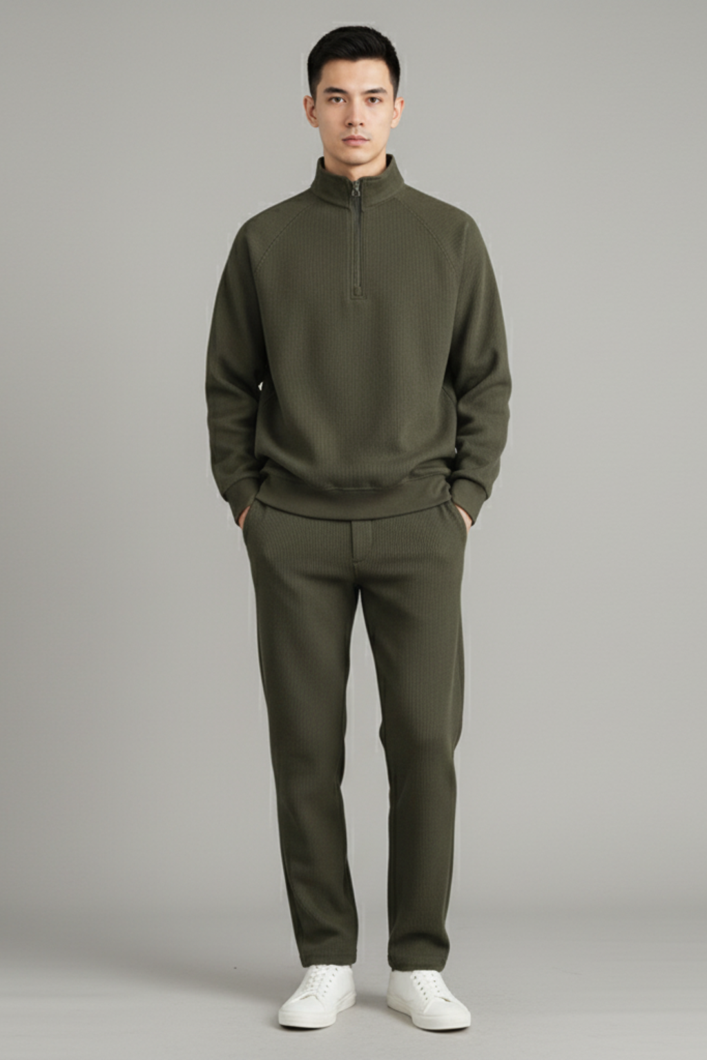 Men’s Relaxed Knit Half Zip Sweater Casual Winter Pullover