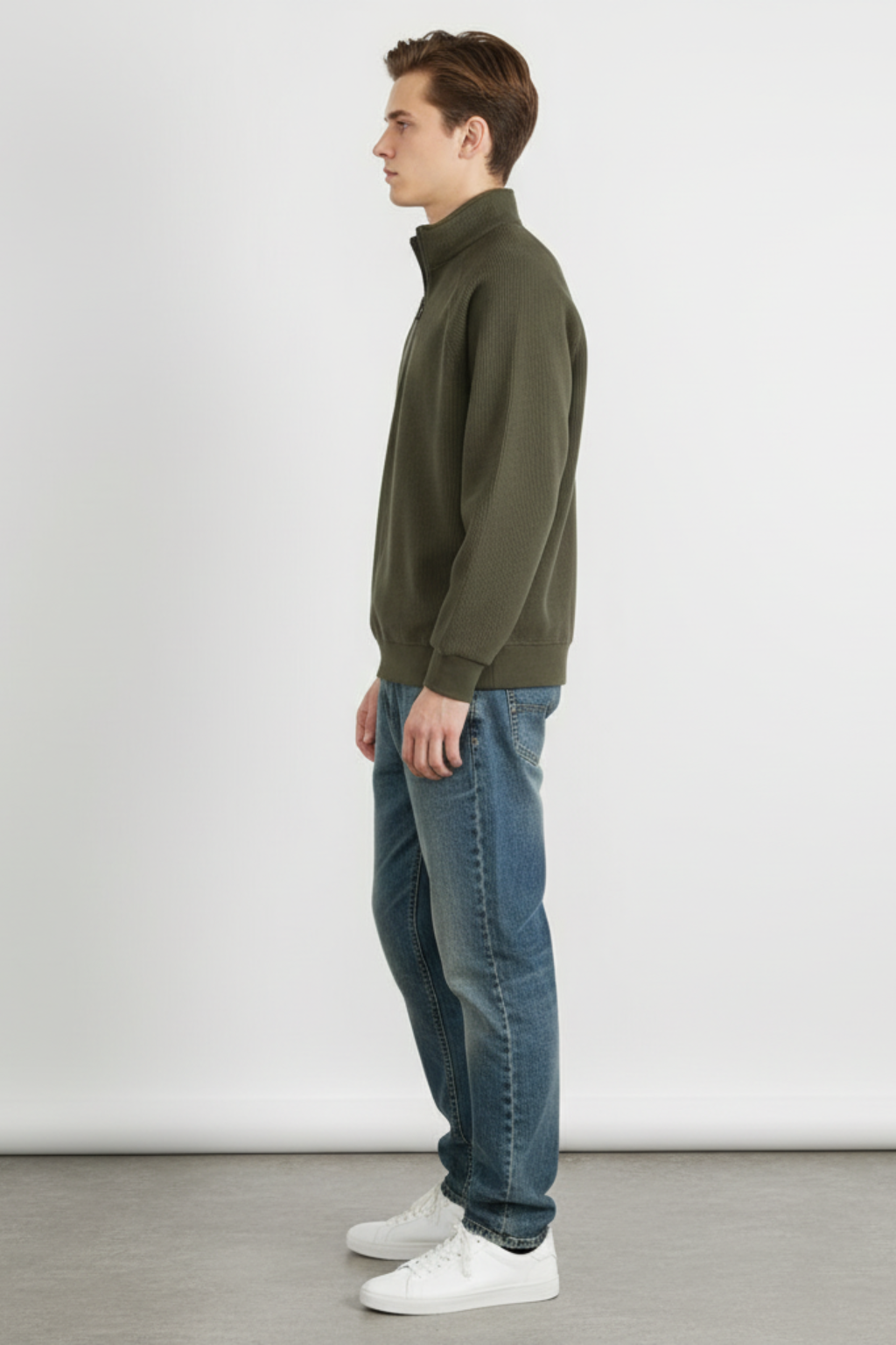 Men’s Relaxed Knit Half Zip Sweater Casual Winter Pullover