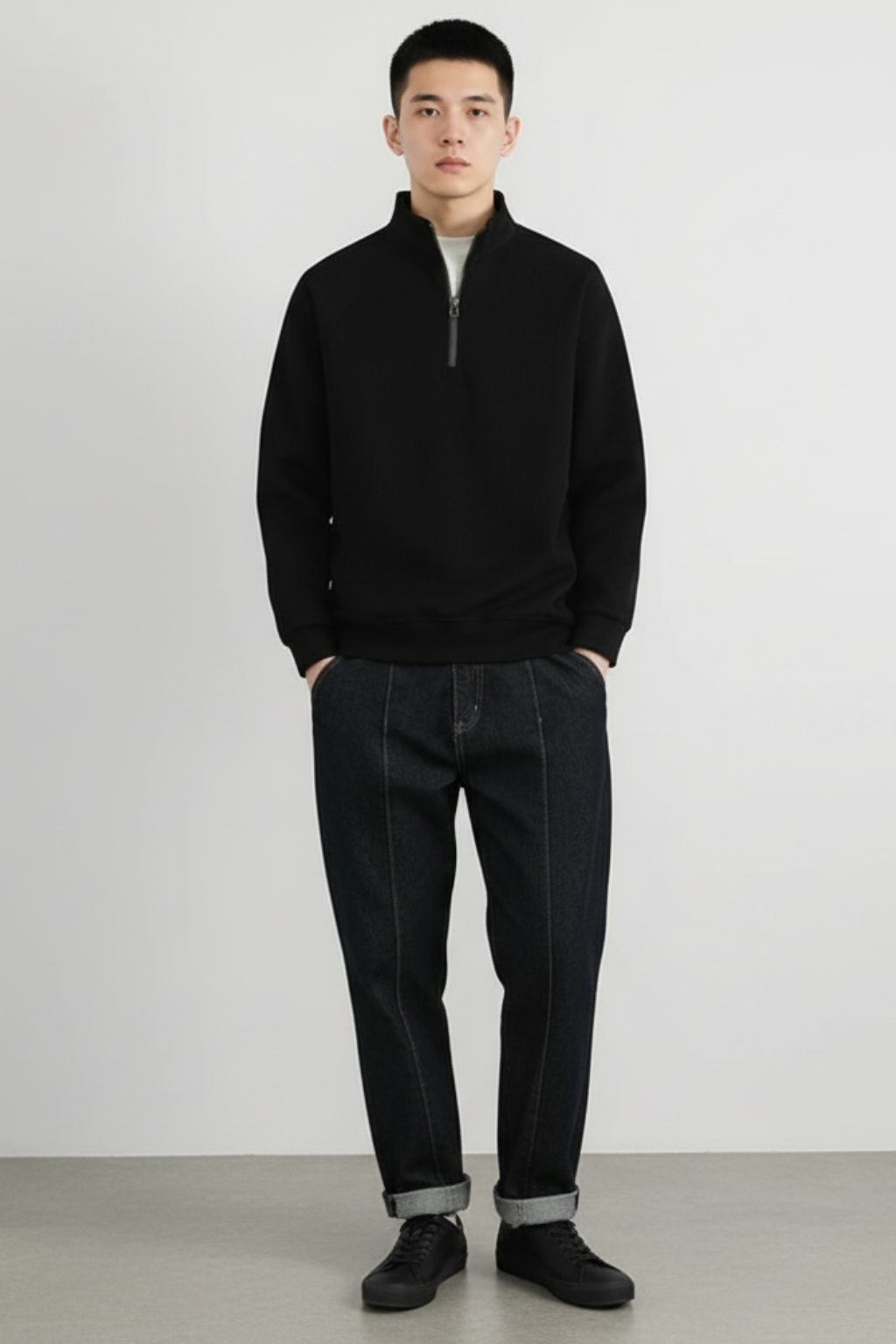 Men’s Relaxed Knit Half Zip Sweater Casual Winter Pullover
