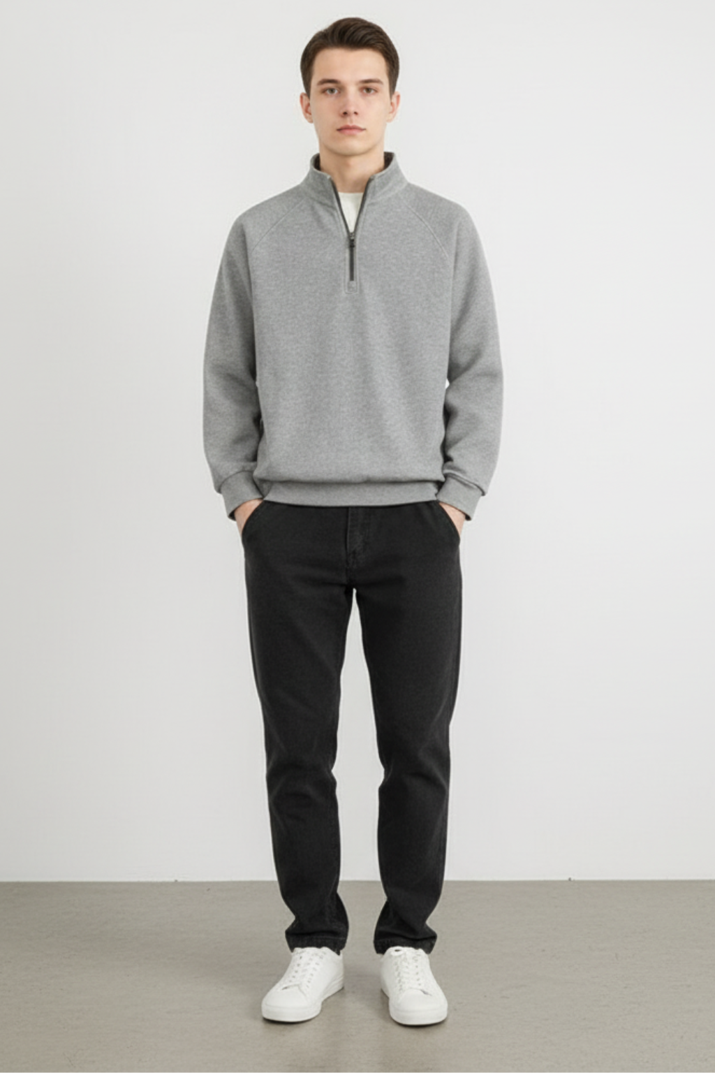 Men’s Relaxed Knit Half Zip Sweater Casual Winter Pullover