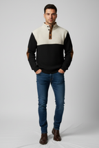 Men’s Winter Knitted Jumper Button Neck Chunky Knit Pullover