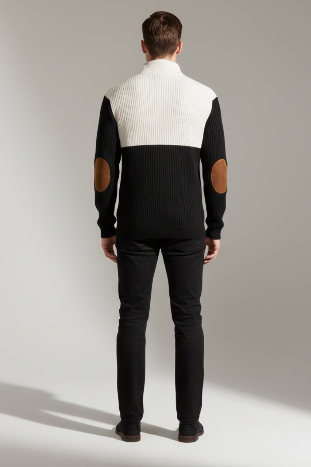 Men’s Winter Knitted Jumper Button Neck Chunky Knit Pullover