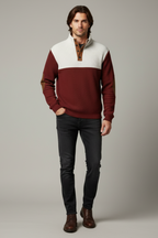 Men’s Winter Knitted Jumper Button Neck Chunky Knit Pullover