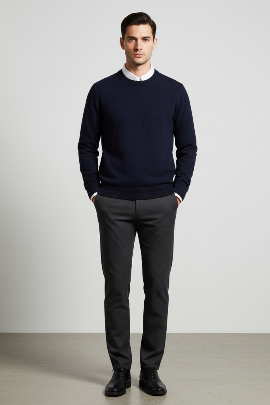 Men’s Fine Knit Crew Neck Jumper Smart Lightweight Sweater
