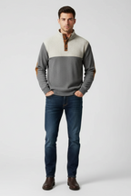 Men’s Winter Knitted Jumper Button Neck Chunky Knit Pullover