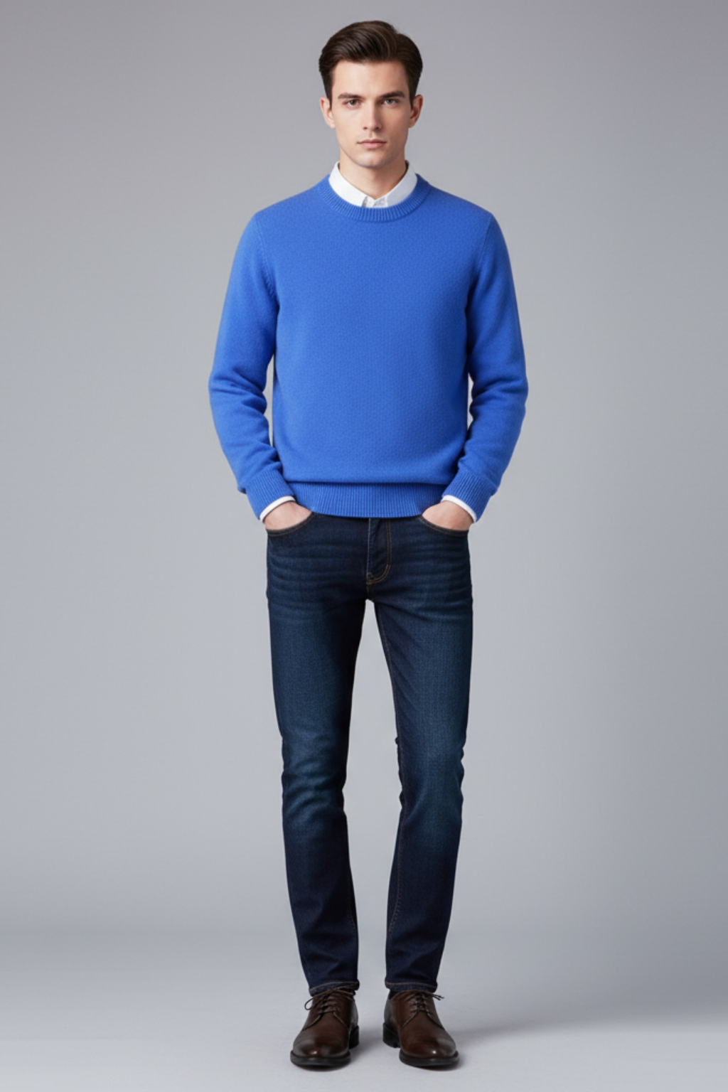 Men’s Fine Knit Crew Neck Jumper Smart Lightweight Sweater
