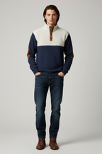 Men’s Winter Knitted Jumper Button Neck Chunky Knit Pullover