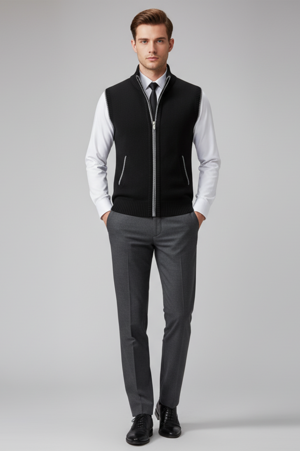 Men’s Sleeveless Zipper Knit Vest