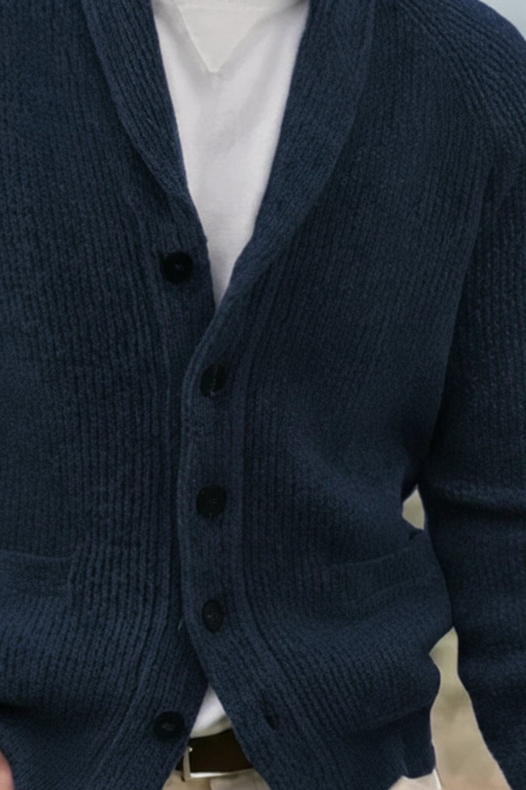 Men’s Wool Blend Shawl Collar Cardigan Knitted Button Up Jumper