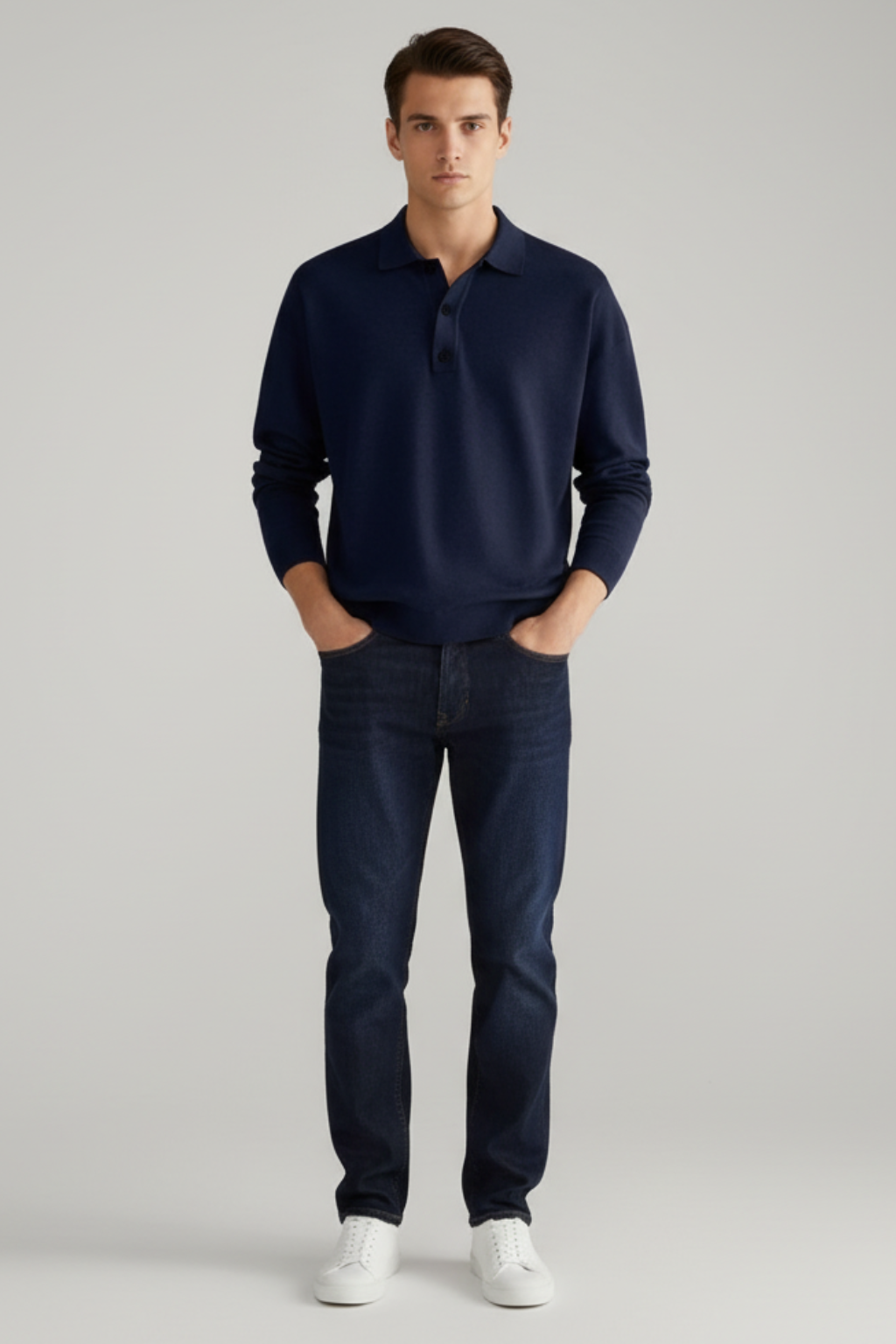 Men’s Wool Blend Knitted Polo Jumper Smart Casual Winter Sweater