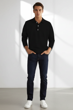 Men’s Wool Blend Knitted Polo Jumper Smart Casual Winter Sweater