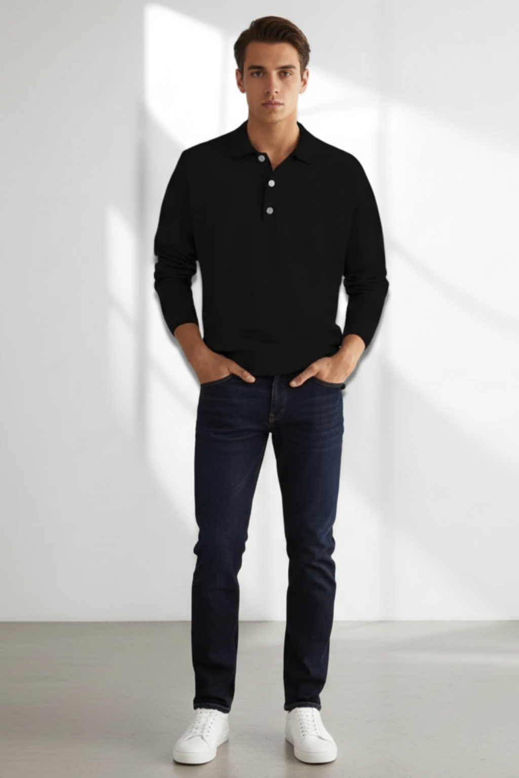 Men’s Wool Blend Knitted Polo Jumper Smart Casual Winter Sweater