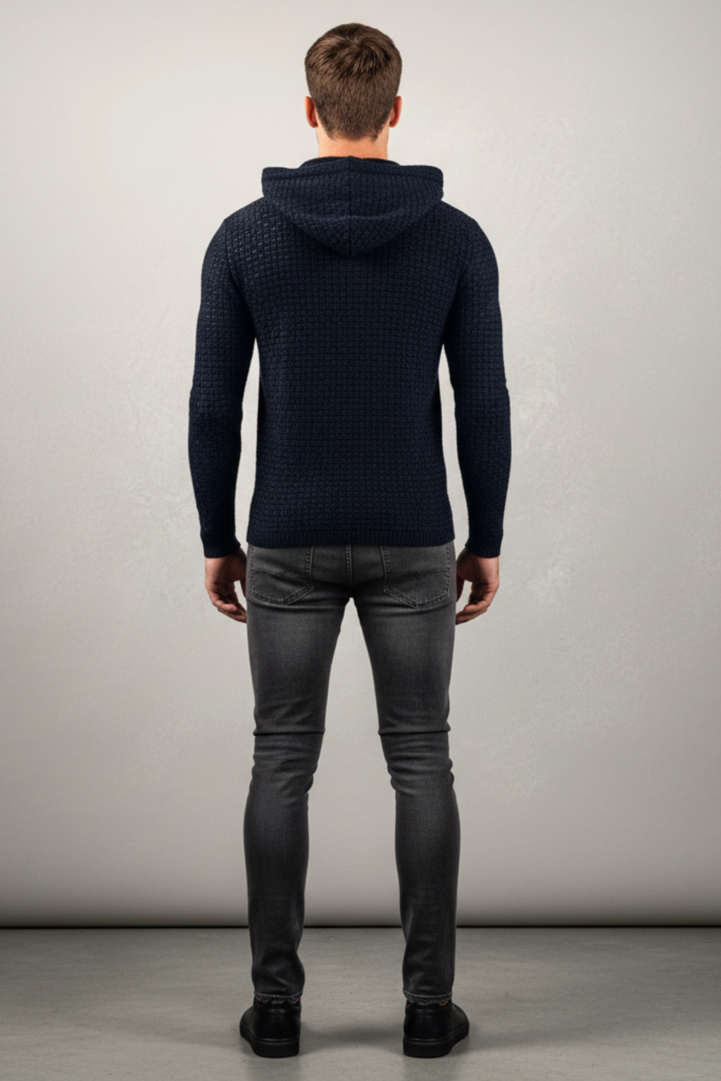 Men's Winter Knitted Hoodie Warm Chunky Knit Pullover