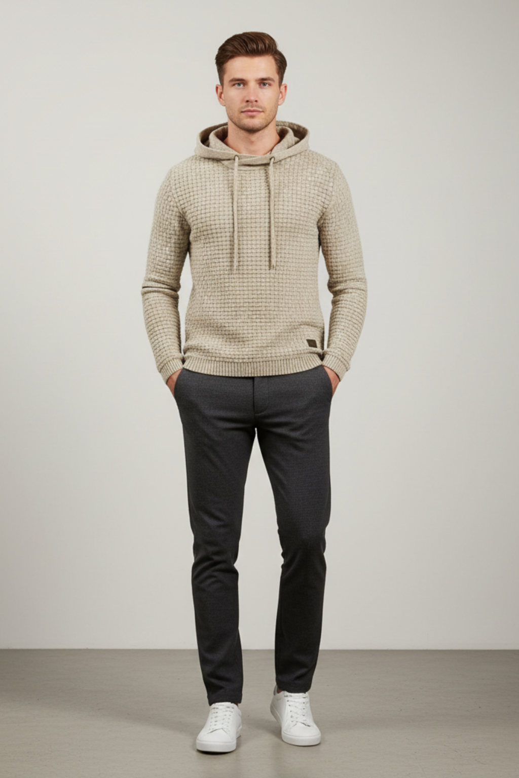 Men's Winter Knitted Hoodie Warm Chunky Knit Pullover