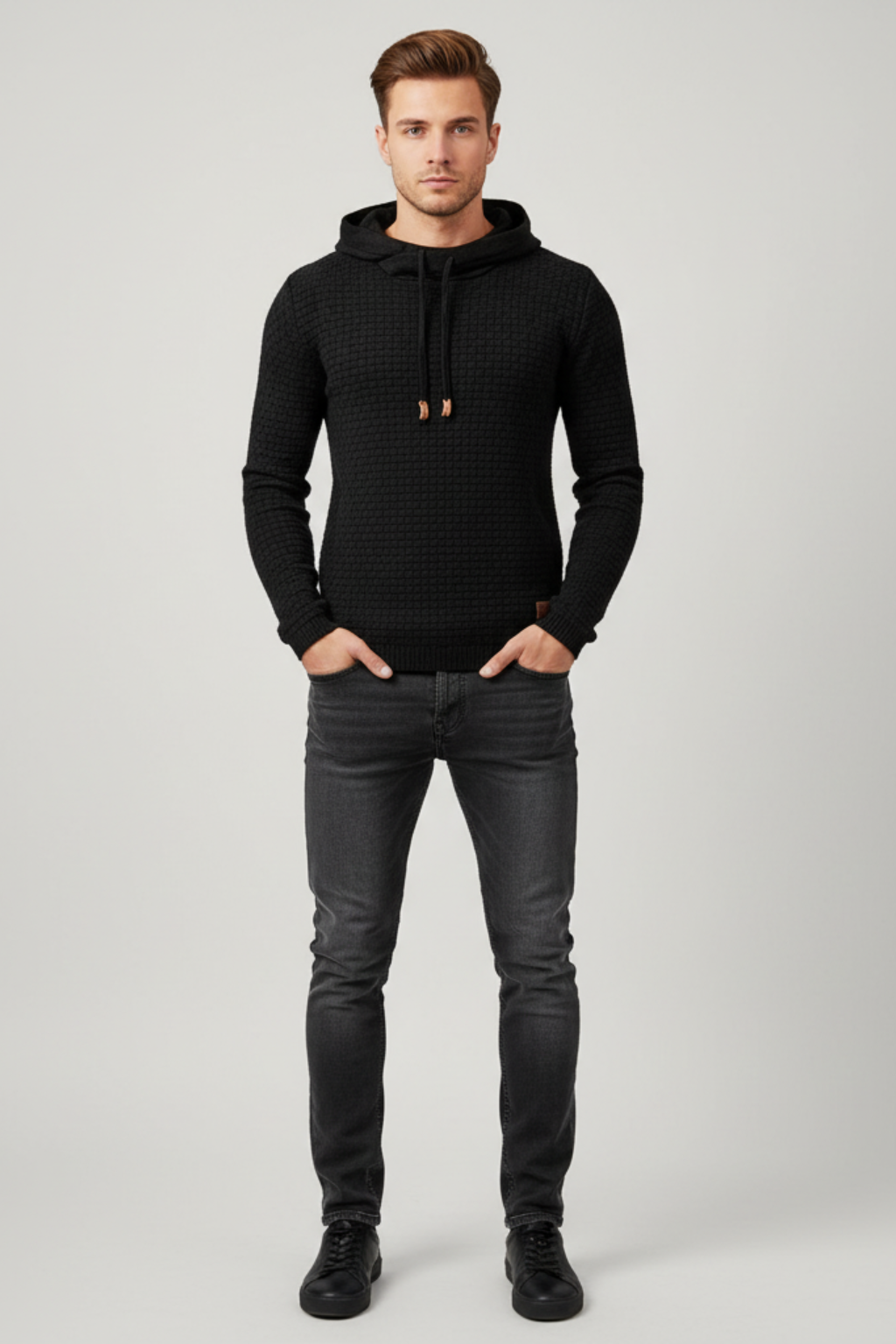 Men's Winter Knitted Hoodie Warm Chunky Knit Pullover