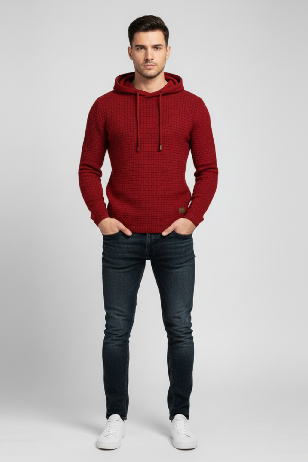 Men's Winter Knitted Hoodie Warm Chunky Knit Pullover
