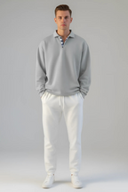Men’s Casual Long Sleeve Polo Sweatshirt Relaxed Fit Pullover