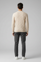 Men’s Cable Knit Crew Neck Jumper Classic Winter Sweater