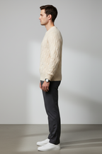 Men’s Cable Knit Crew Neck Jumper Classic Winter Sweater