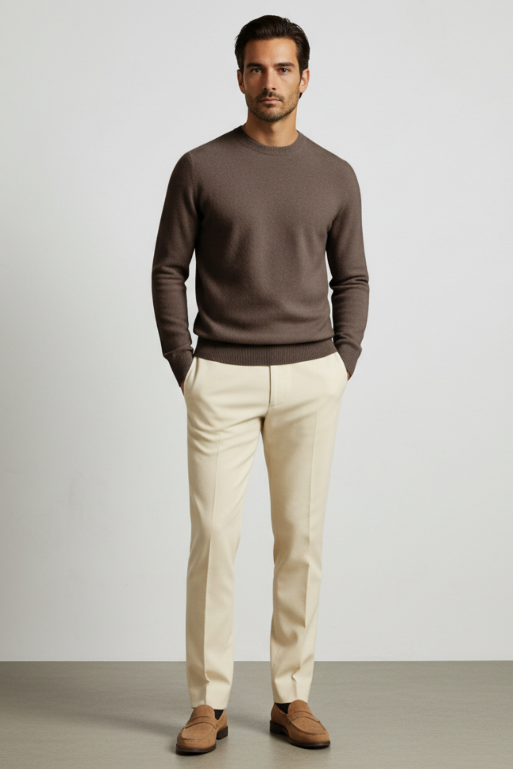 Men’s Lightweight Crew Neck Jumper Smart Casual Knitted Sweater