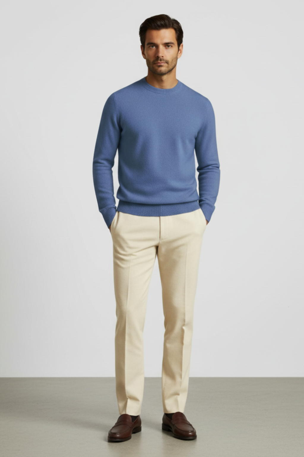 Men’s Lightweight Crew Neck Jumper Smart Casual Knitted Sweater