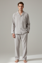 Men’s Long Sleeve Pyjama Set Soft Button Up Sleepwear Loungewear