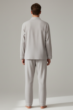 Men’s Long Sleeve Pyjama Set Soft Button Up Sleepwear Loungewear