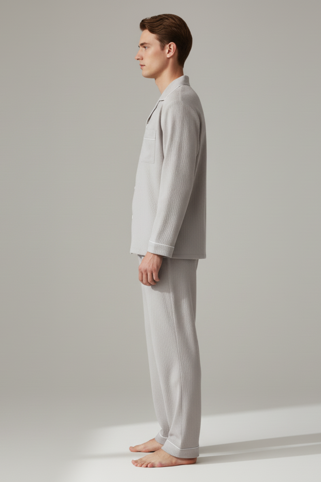 Men’s Long Sleeve Pyjama Set Soft Button Up Sleepwear Loungewear