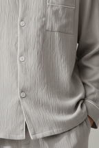 Men’s Long Sleeve Pyjama Set Soft Button Up Sleepwear Loungewear