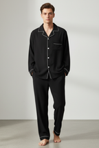 Men’s Long Sleeve Pyjama Set Soft Button Up Sleepwear Loungewear