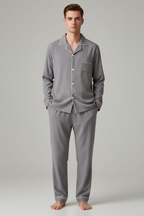 Men’s Long Sleeve Pyjama Set Soft Button Up Sleepwear Loungewear