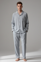 Men’s Long Sleeve Pyjama Set Soft Button Up Sleepwear Loungewear