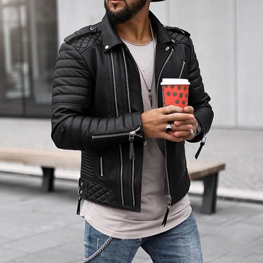 Elliot | Men’s Quilted Zip Up Moto Style Jacket