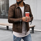 Elliot | Men’s Quilted Zip Up Moto Style Jacket