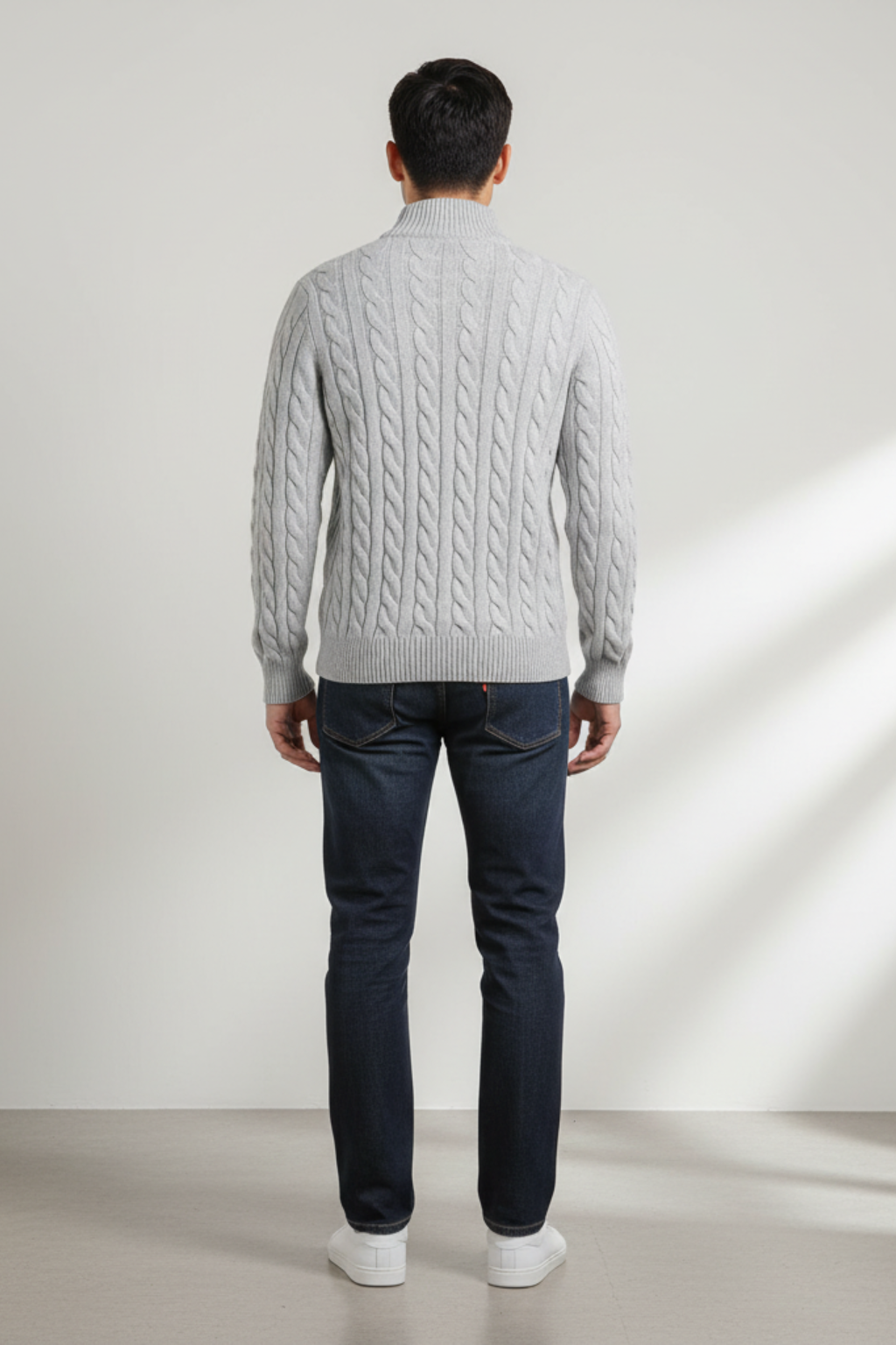 Men’s Cable Knit Half Zip Jumper Winter Knitted Sweater