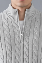 Men’s Cable Knit Half Zip Jumper Winter Knitted Sweater
